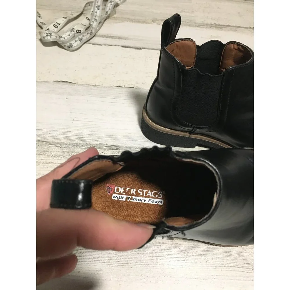 Deerstags Zane girls black pull on ankle boots with memory foam size 13M